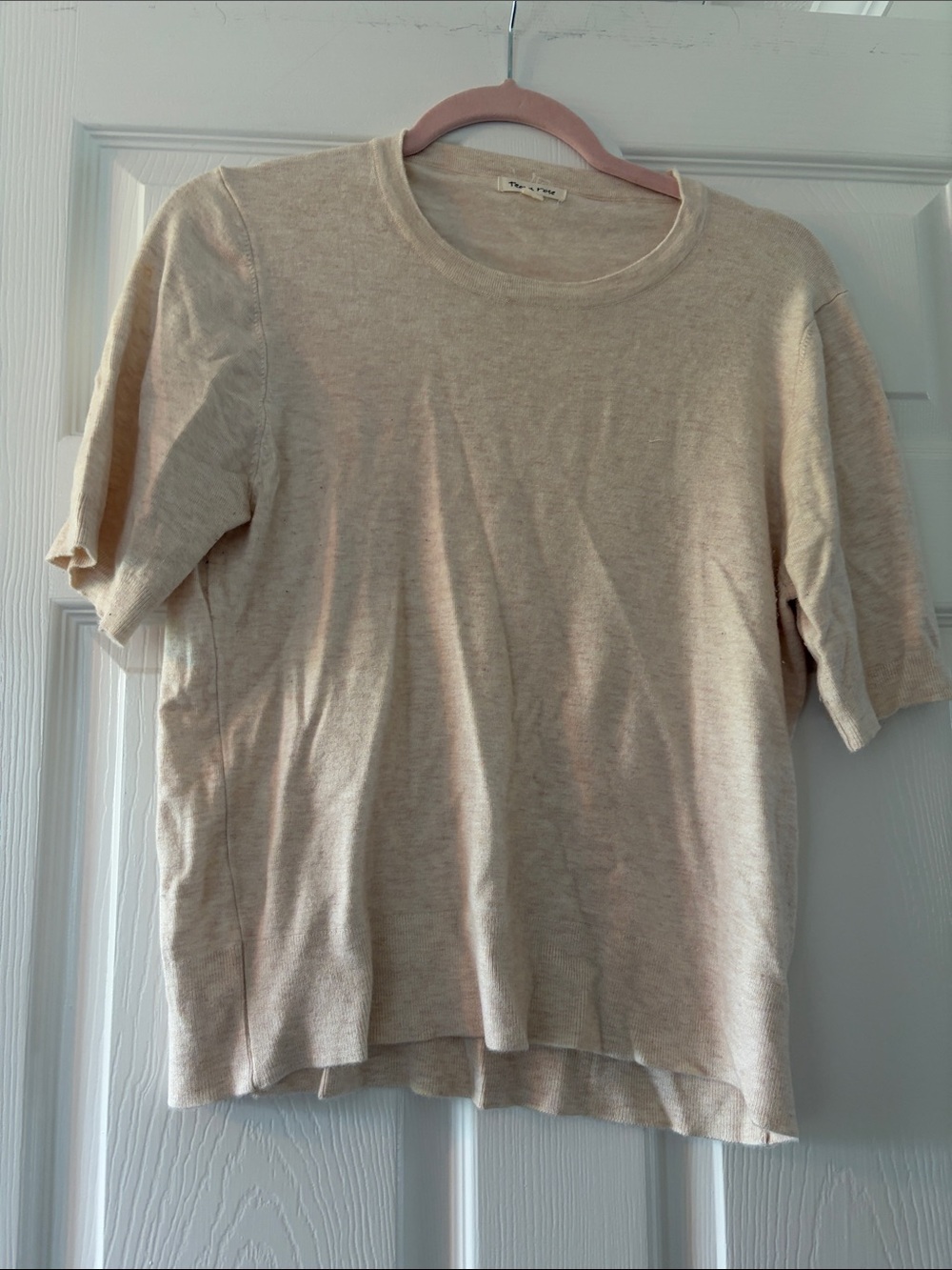 tea n rose Natural Beige Short Sleeve Knit Tee